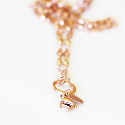 Diamond Link Necklace - 32 inch (80cm) Rose Gold Tone